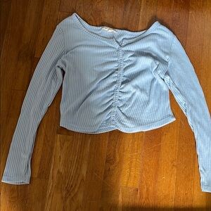 Pink Republic Sky Blue Ribbed Blouse